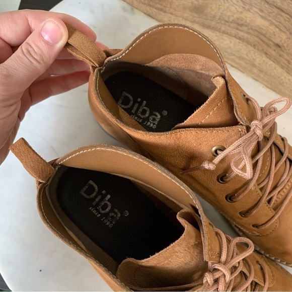 DIBA TRUE Leather booties chestnut Suede lace up chunky ankle boot 10 - Picture 13 of 16